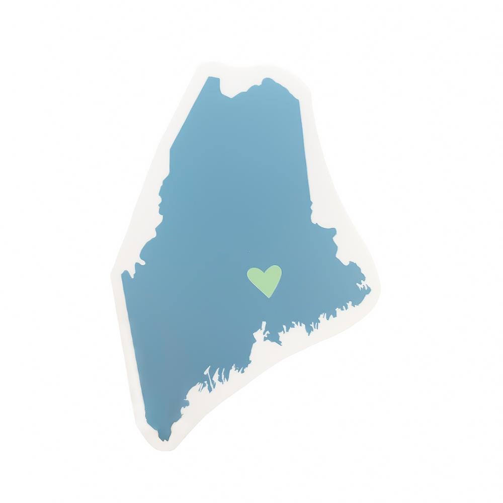 Lola Arts Maine Sticker Ocean with Seafoam Heart