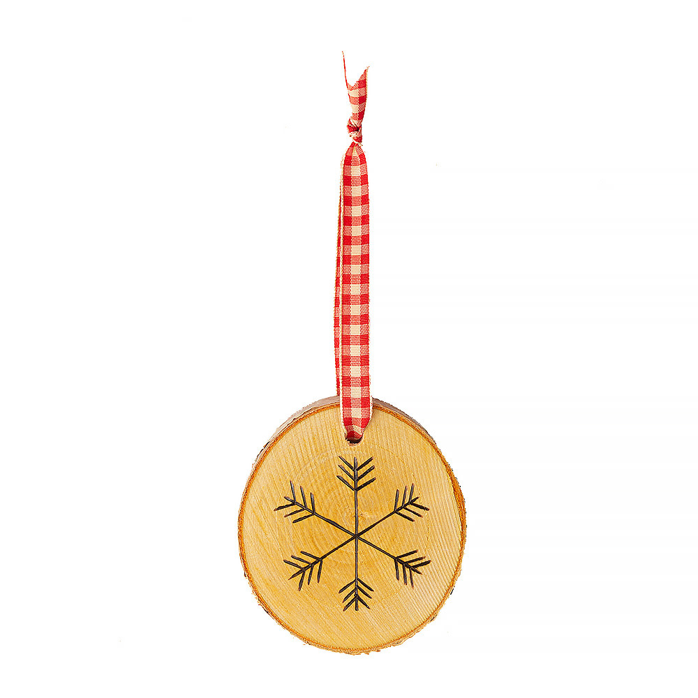 Hand Etched Birch Snowflake Ornament