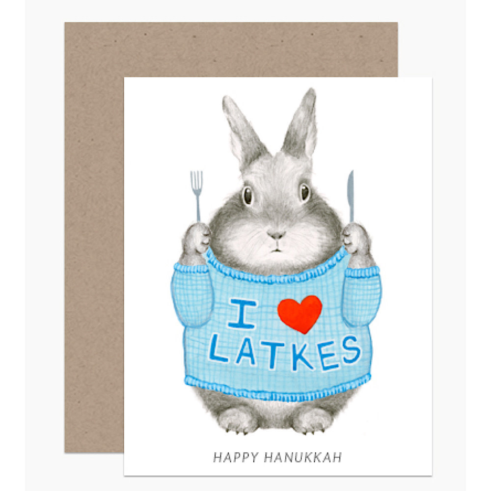 Dear Hancock Card - I Heart Latkes Bunny