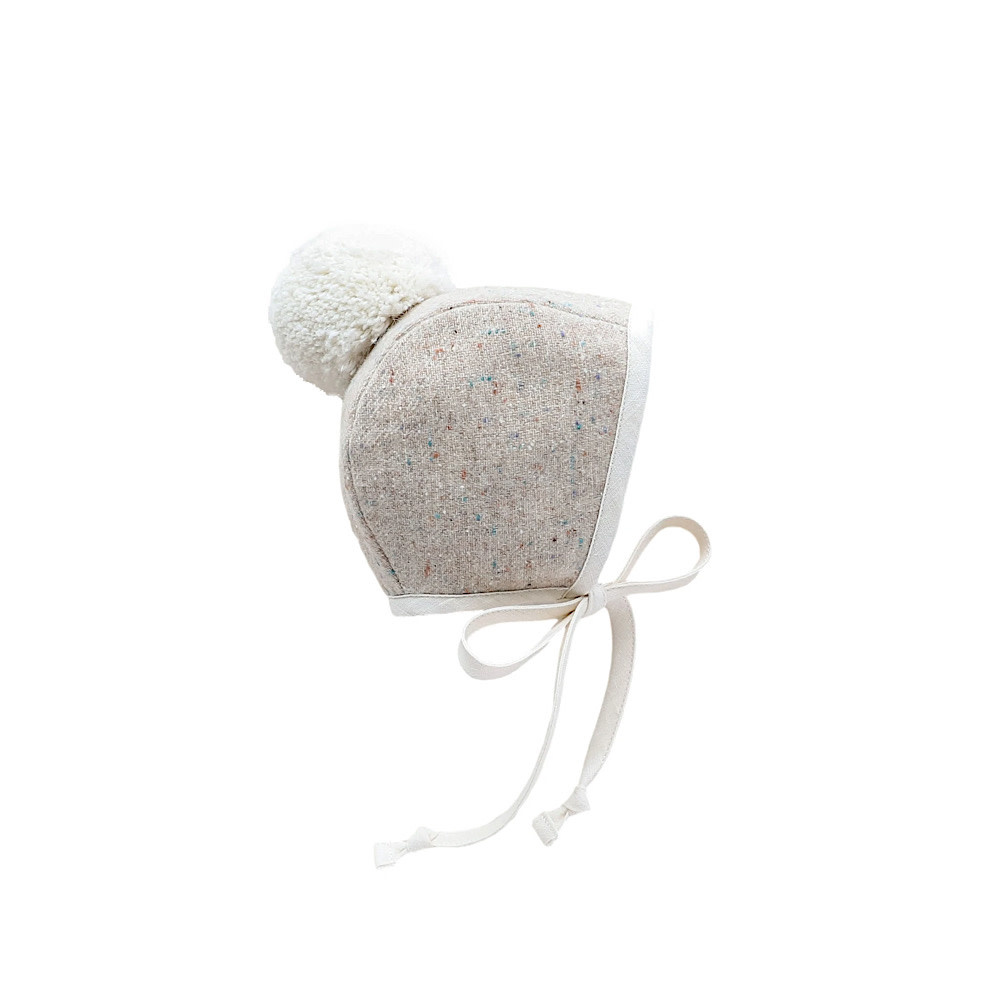 Briar Organic Cotton Baby Bonnet - Snowdrift Pom