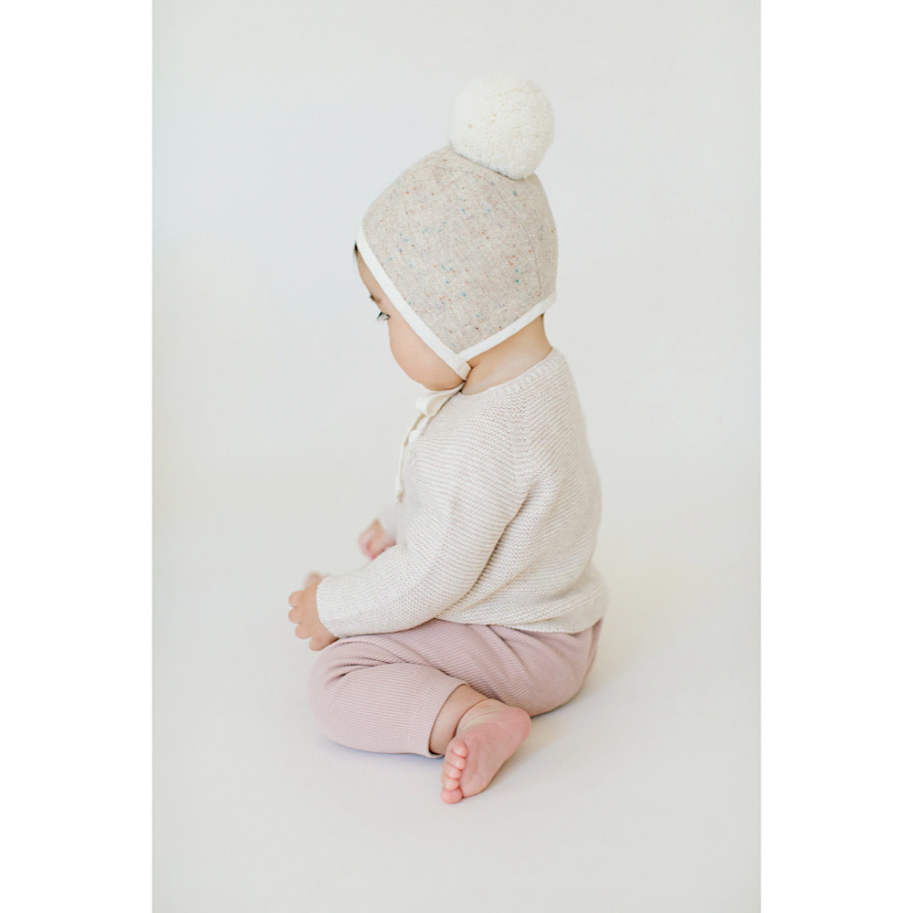 Briar Organic Cotton Baby Bonnet - Snowdrift Pom