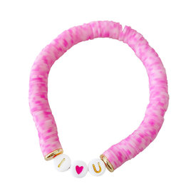 Mod Miss Jewelry Mod Miss Jewelry I Heart U Heishi Bracelet 6 inch - Light Pink