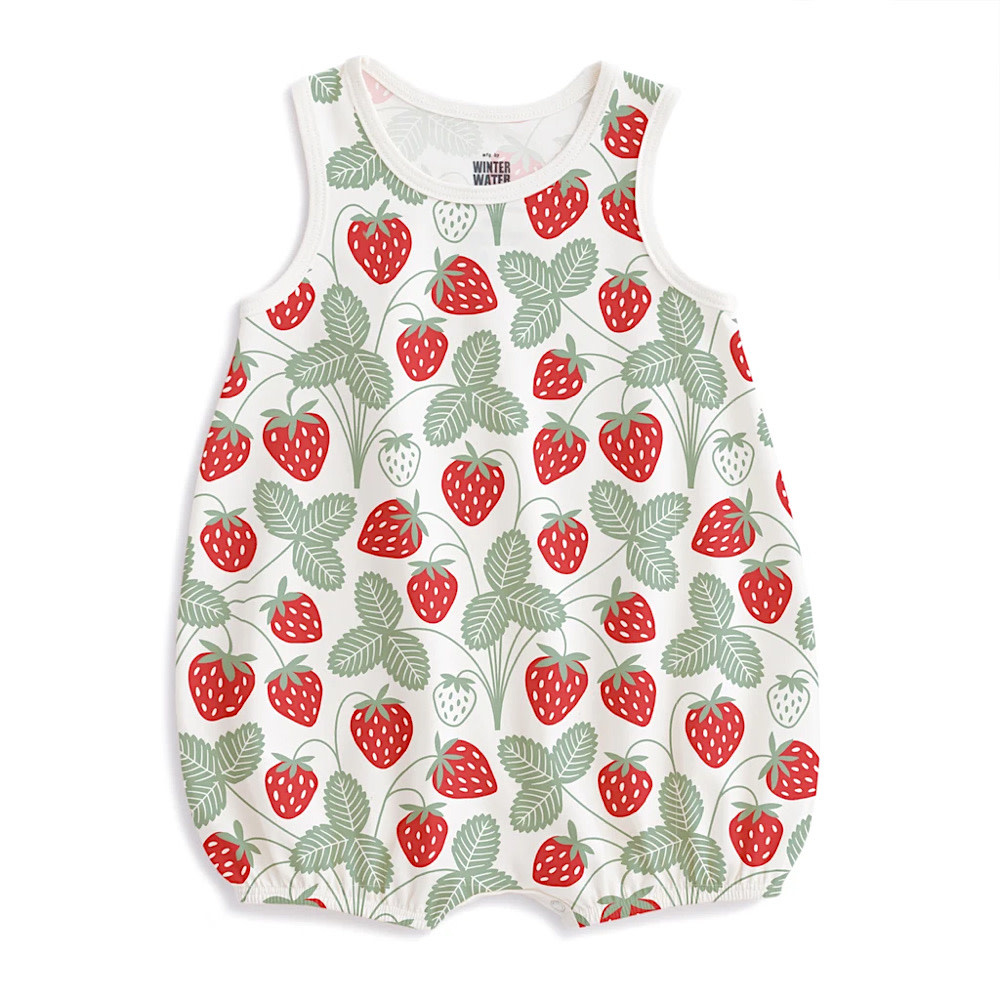 Winter Water Factory Bubble Romper - Strawberries Red & Green