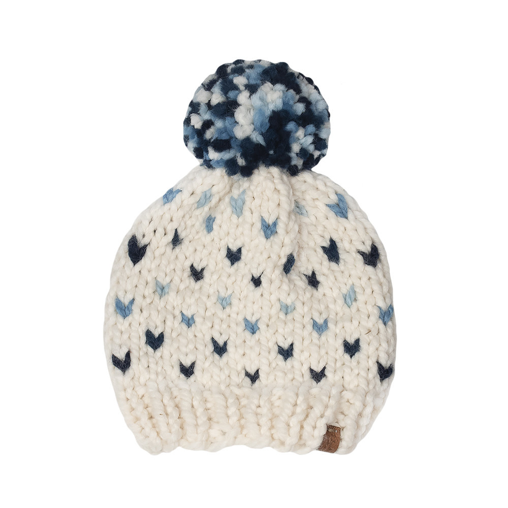S. Lynch Knitwear Baby Hat - Funfetti Fair Isle Ombre Blue with Ombre Blue Pom