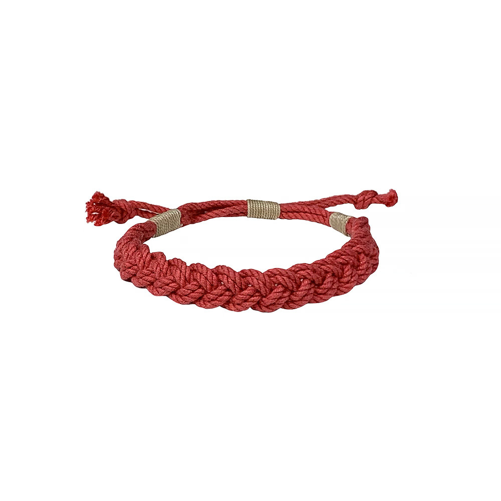 Nantucket Knotworks Adjustable Slim Rope Bracelet - Nantucket Red with Natural Whipping