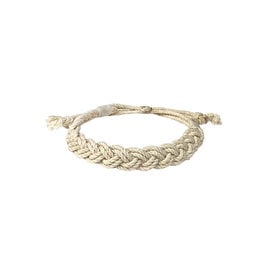 Nantucket Knotworks Adjustable Slim Rope Bracelet - Natural with White Whipping