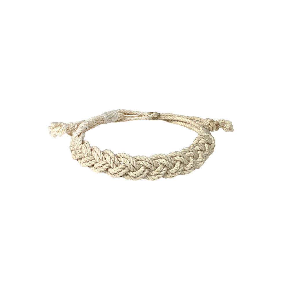 Nantucket Knotworks Adjustable Slim Rope Bracelet - Natural with White Whipping