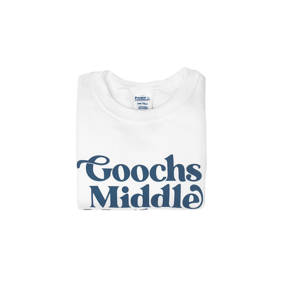 Annie Taylor Beaches Crewneck - White with Blue Lettering