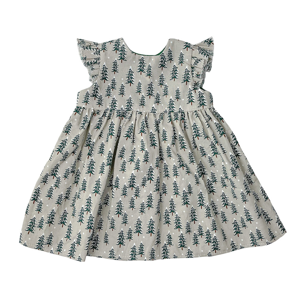 Two Little Beans Flutter Sleeve Dress - Fir Tree