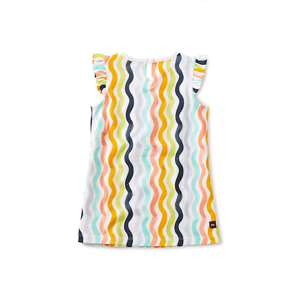 Tea Collection Ruffle Shoulder Baby Dress - Rainbow Waves