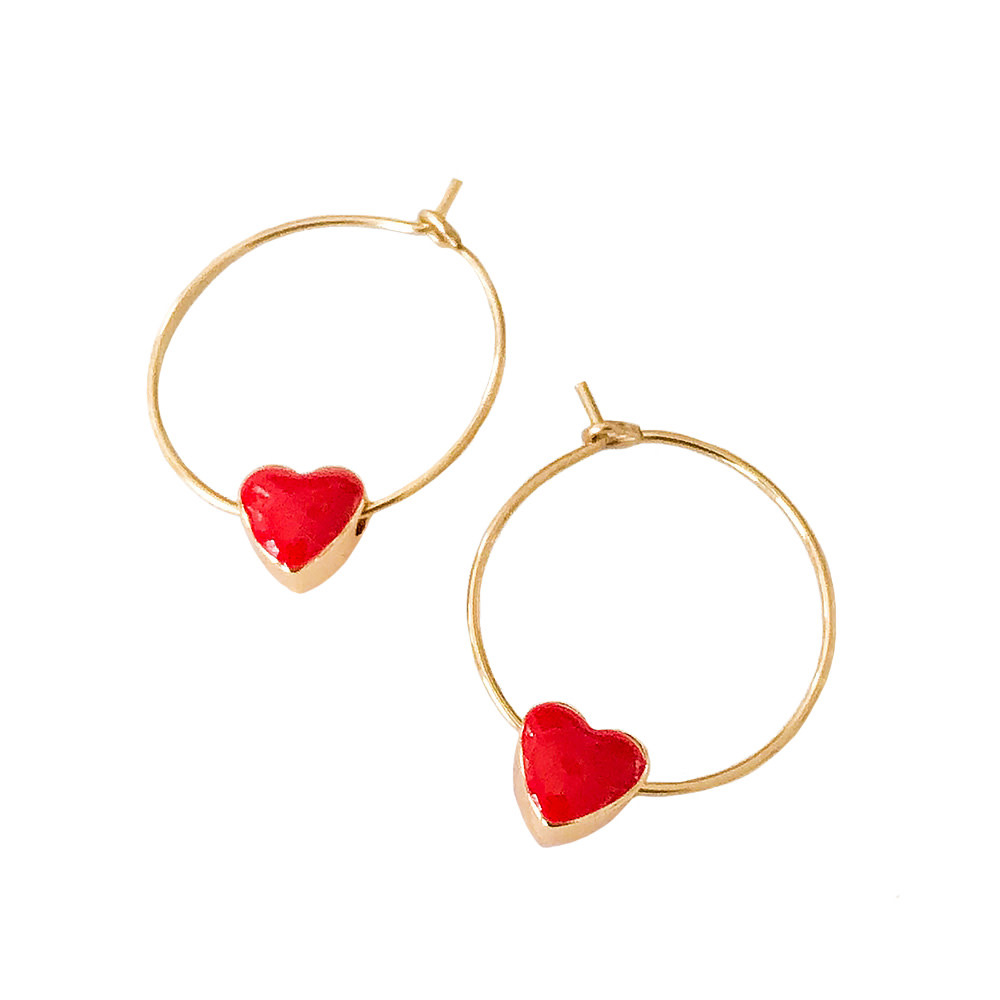 Nest Pretty Things Nest Pretty Things - Tiny Red Heart GF Hoops