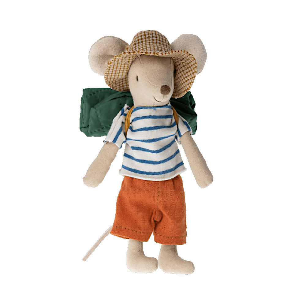 Maileg Maileg Big Brother Mouse - Hiker - Orange Shorts