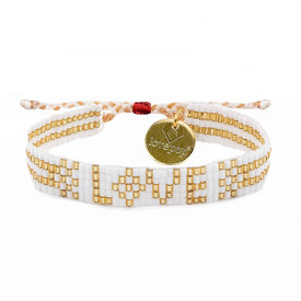 Love Is Project Seed Bead LOVE Bracelet - White & Gold
