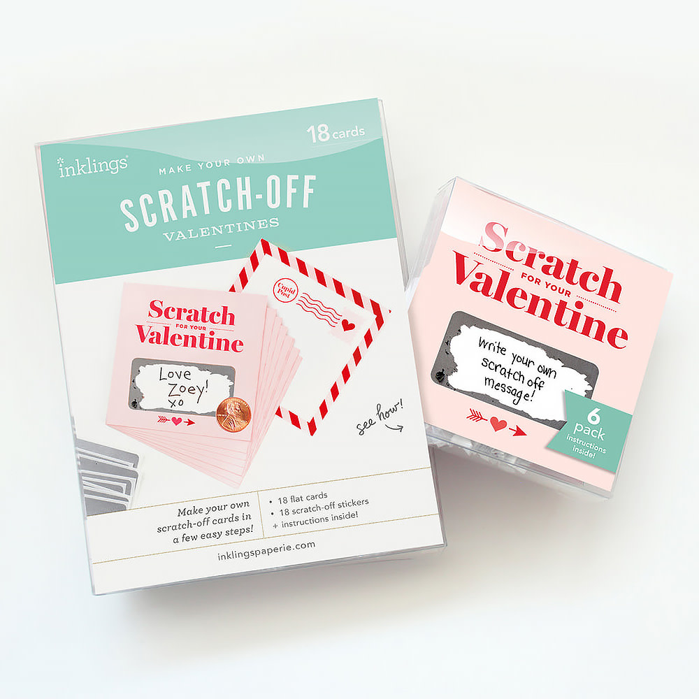 Inklings Paperie -Scratch-Off - Valentines - Pack of 18 - Mint