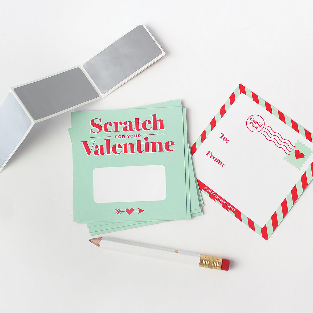 Inklings Paperie -Scratch-Off - Valentines - Pack of 18 - Mint