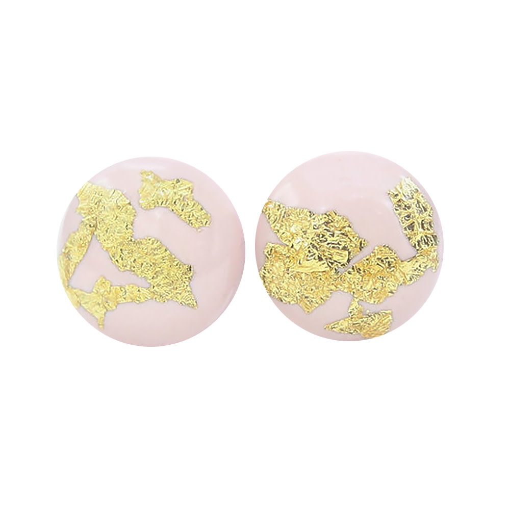 Clay N Wire Stud Earrings - Dainty Pink and Gold Flake