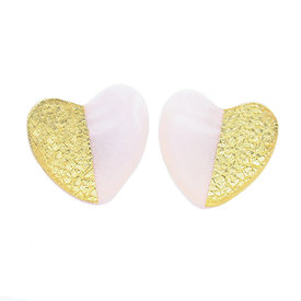 Clay N Wire Clay N Wire Stud Earrings - Light Pink and Gold Heart
