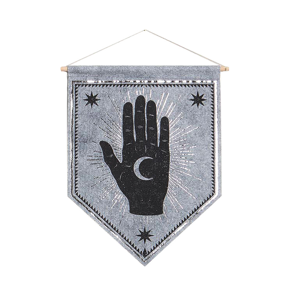 The Rise And Fall Moon Palm Banner - Grey Marle
