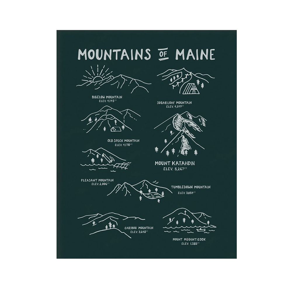 Hills & Trails Co. Hills & Trails Kraft Paper Print 11x14" - Timber Green Mountains of Maine