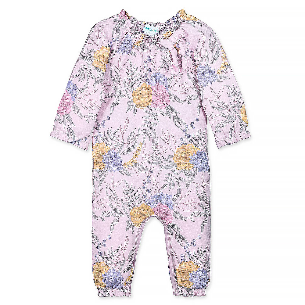 Feather Baby Feather Baby Bow Romper - Zoey on Pink
