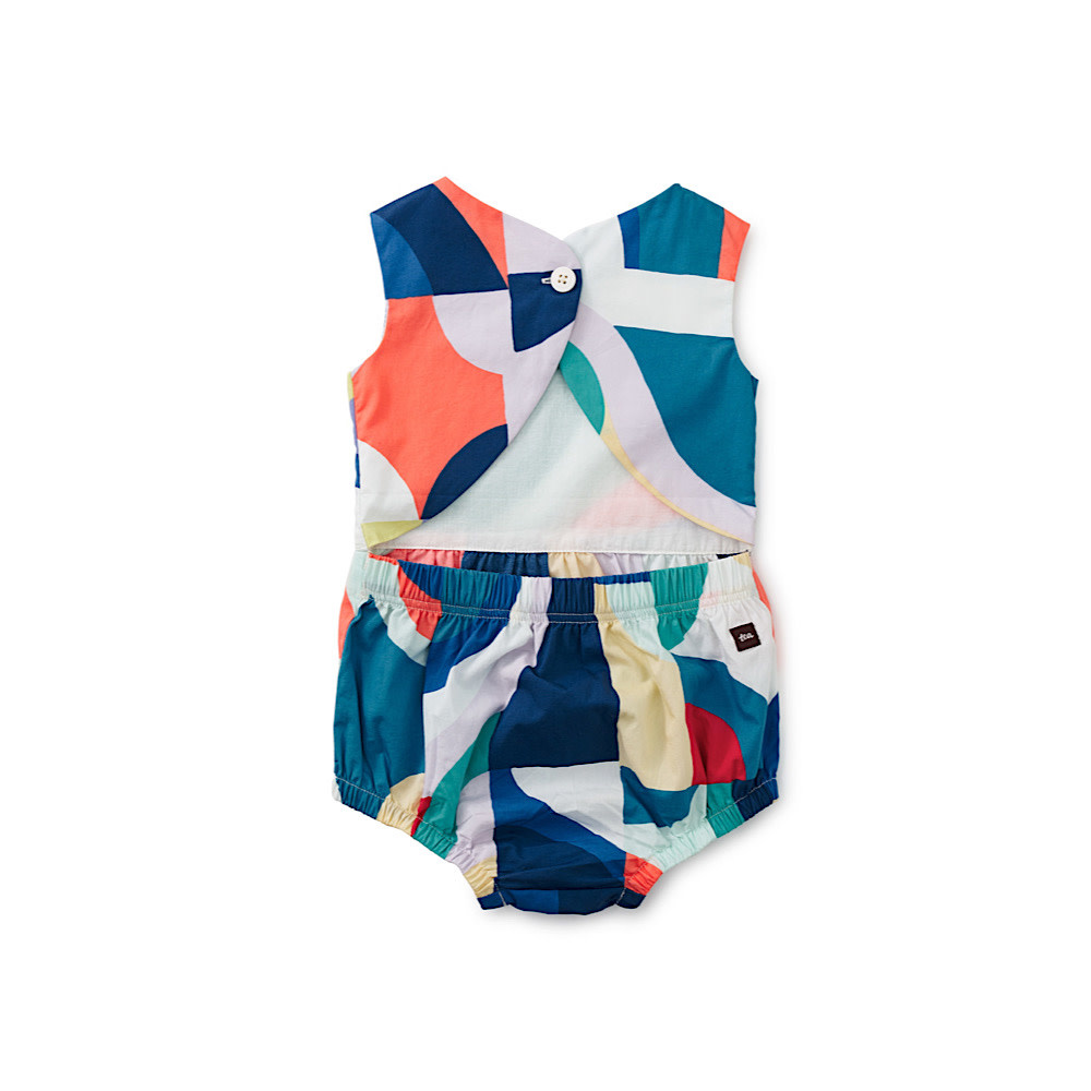 Tea Collection Peekaboo Back Baby Romper - Quilt Patchwork