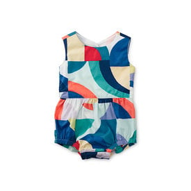 Tea Collection Tea Collection Peekaboo Back Baby Romper - Quilt Patchwork