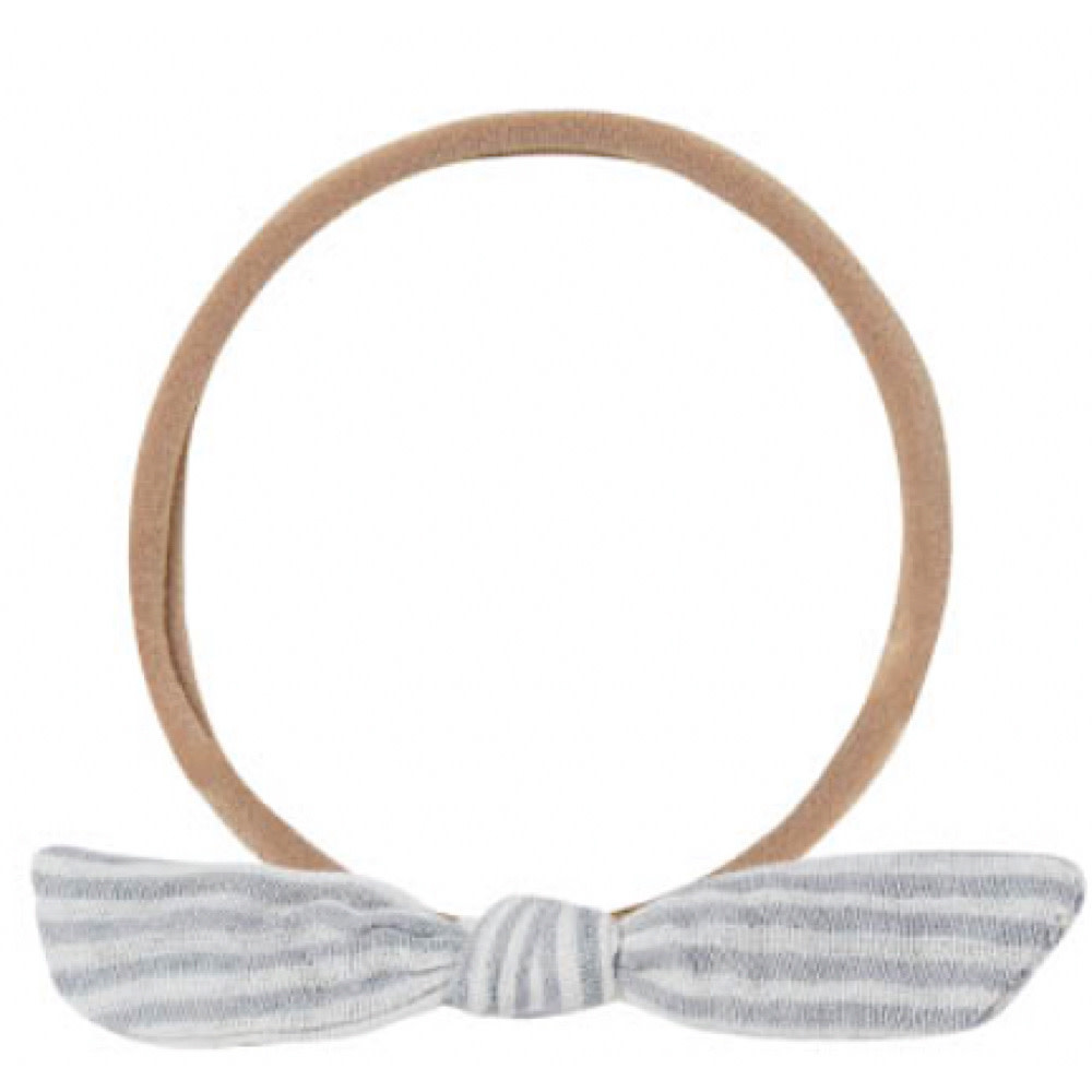 Rylee + Cru Little Knot Headband - Light Blue Micro Stripe/Tan