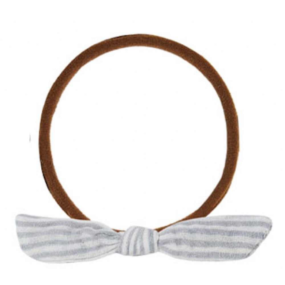 Rylee + Cru Rylee + Cru Little Knot Headband - Light Blue Micro Stripe/Brown