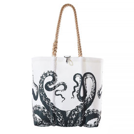 Sea Bags Sea Bags - Medium Species Tote - Black Octopus - Hemp Handle with Clasp