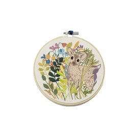 Stitched On Langsford Embroidered Hoop 6" - Deer in Wildflowers