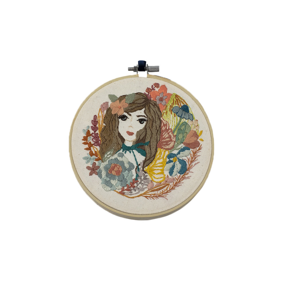 Stitched On Langsford Embroidered Hoop 6" - Girl Garden