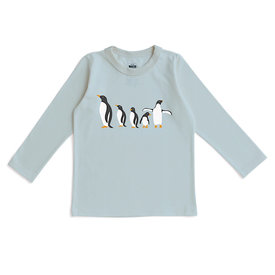 Winter Water Factory Winter Water Factory Long-Sleeve Tee - Penguin Family Pale Blue