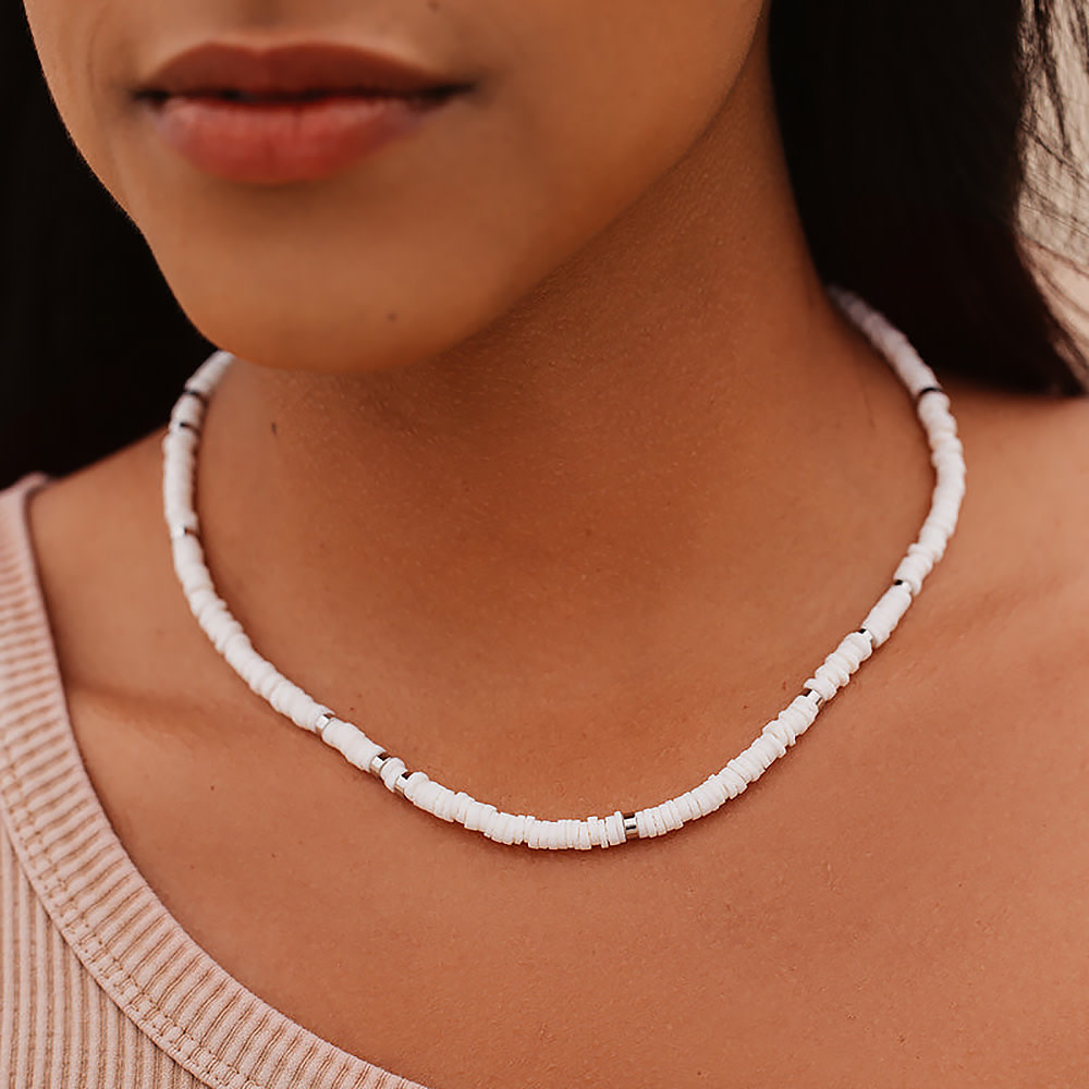 Pura Vida - Puka Shell Choker Necklace - Silver