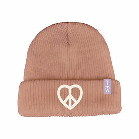 Tiny Whales Tiny Whales Peace and Love Beanie - Dusty Rose