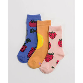 Baggu Baggu Kids Crew Socks - Set of 3 - Fruits & Veggies 2-4Y
