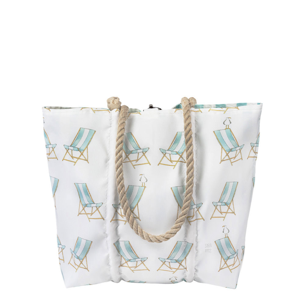 Sea Bags x Sara Fitz - Beach Chairs - Medium Tote - Hemp Handle with Clasp