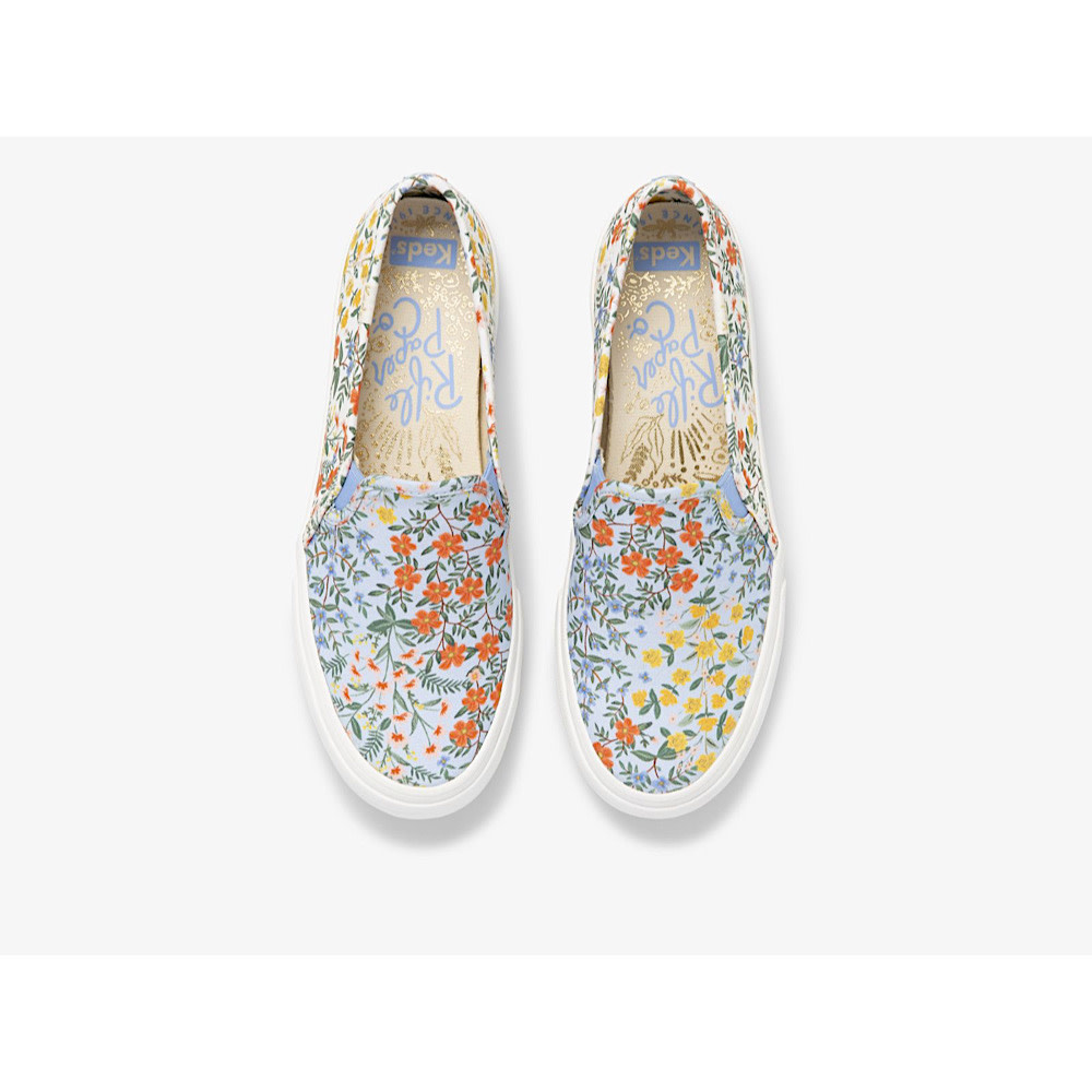 KEDS Adult + Rifle Paper Co. - Double Decker / Wildwood Blue/White