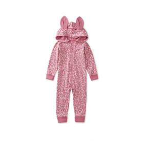 Tea Collection Tea Collection Bunny Ears Hooded Baby Romper - Tiny Lotus