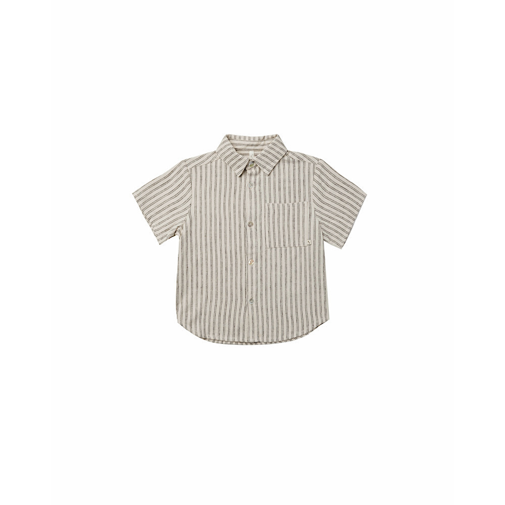Rylee + Cru Collared Shirt - Black Pinstripe