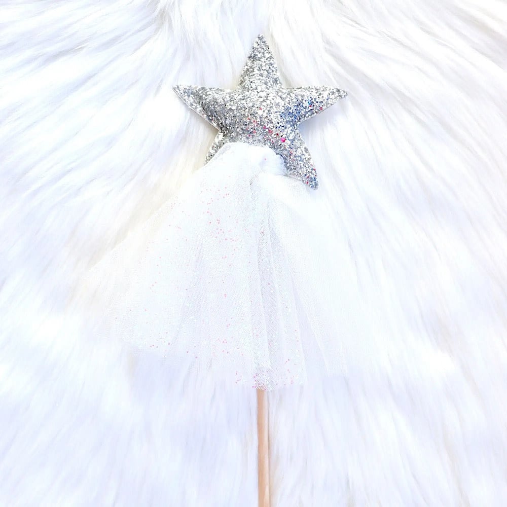 Bailey & Ava Bailey & Ava Glitter Tulle Sparkle Magic Wand - Silver/White