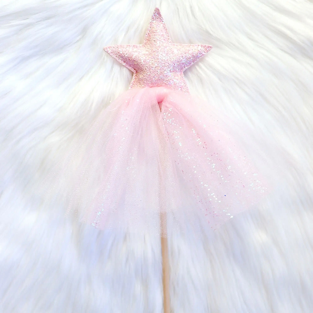 Bailey & Ava Bailey & Ava Glitter Tulle Sparkle Magic Wand - Light Pink/Pink