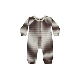 Quincy Mae Quincy Mae Waffle Long Sleeve Jumpsuit - Charcoal Stripe