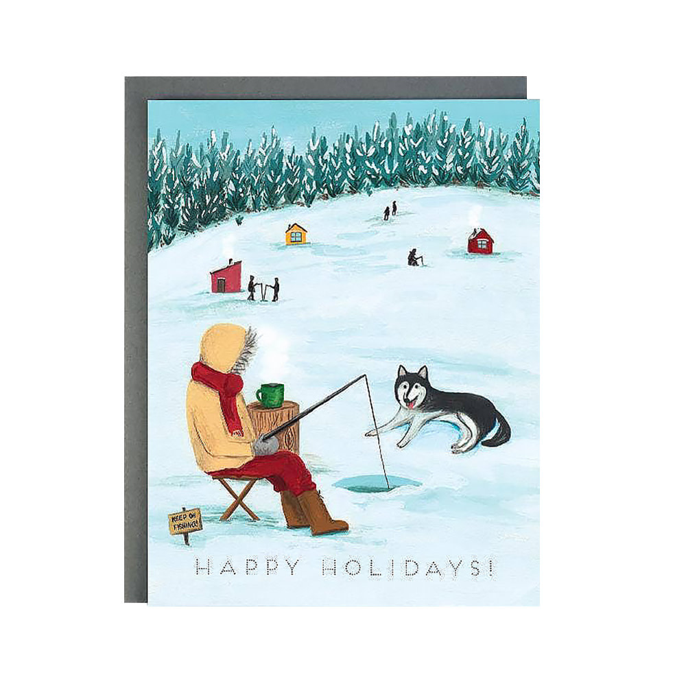 The Paperhood (Made In Brockton Village) The Paperhood Card - Ice Fishing Holiday