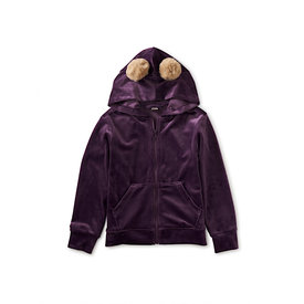 Tea Collection Tea Collection Pom Ear Velour Hoodie - Purple Punch