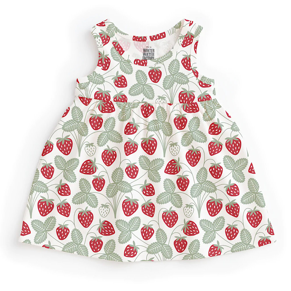 Winter Water Factory Alna Baby Dress - Strawberries Red & Green