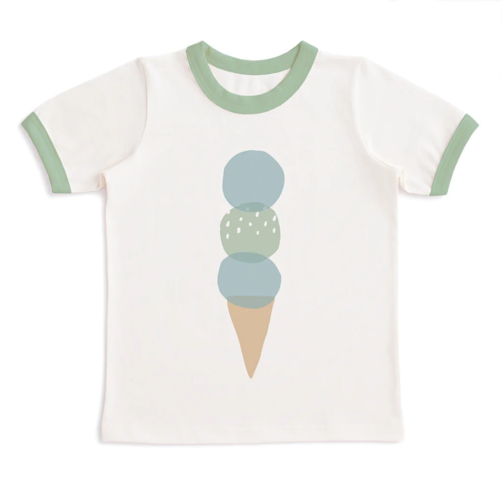 Winter Water Factory Short-Sleeve Graphic Tee - Ice Cream Cone Natural & Meadow Green
