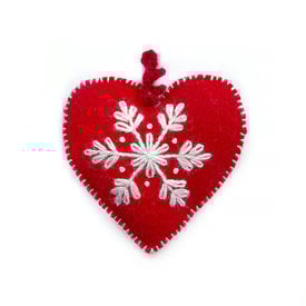 Ornaments 4 Orphans Red Heart Embroidered Wool Ornament