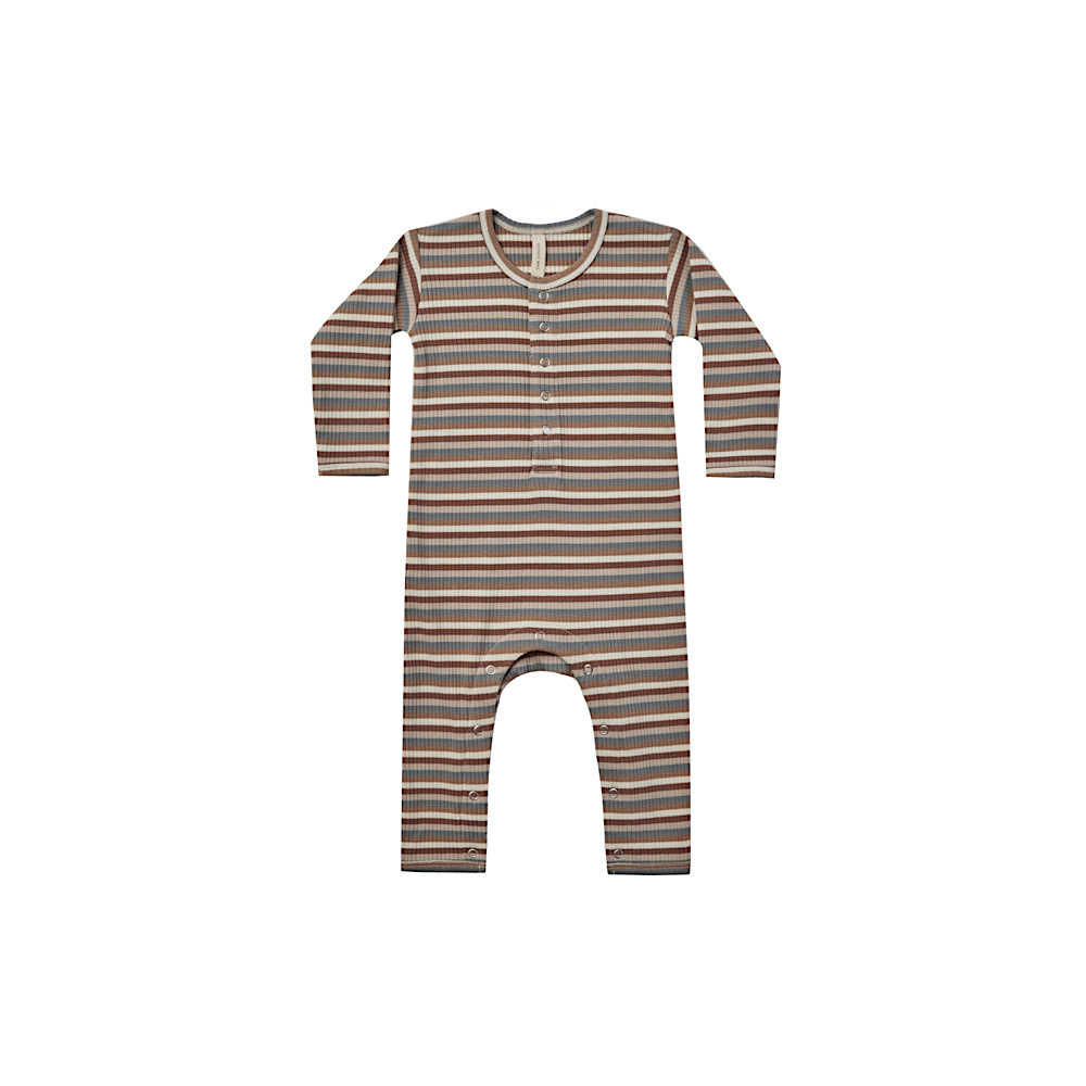 Quincy Mae Ribbed Baby Jumpsuit - Autumn Stripe