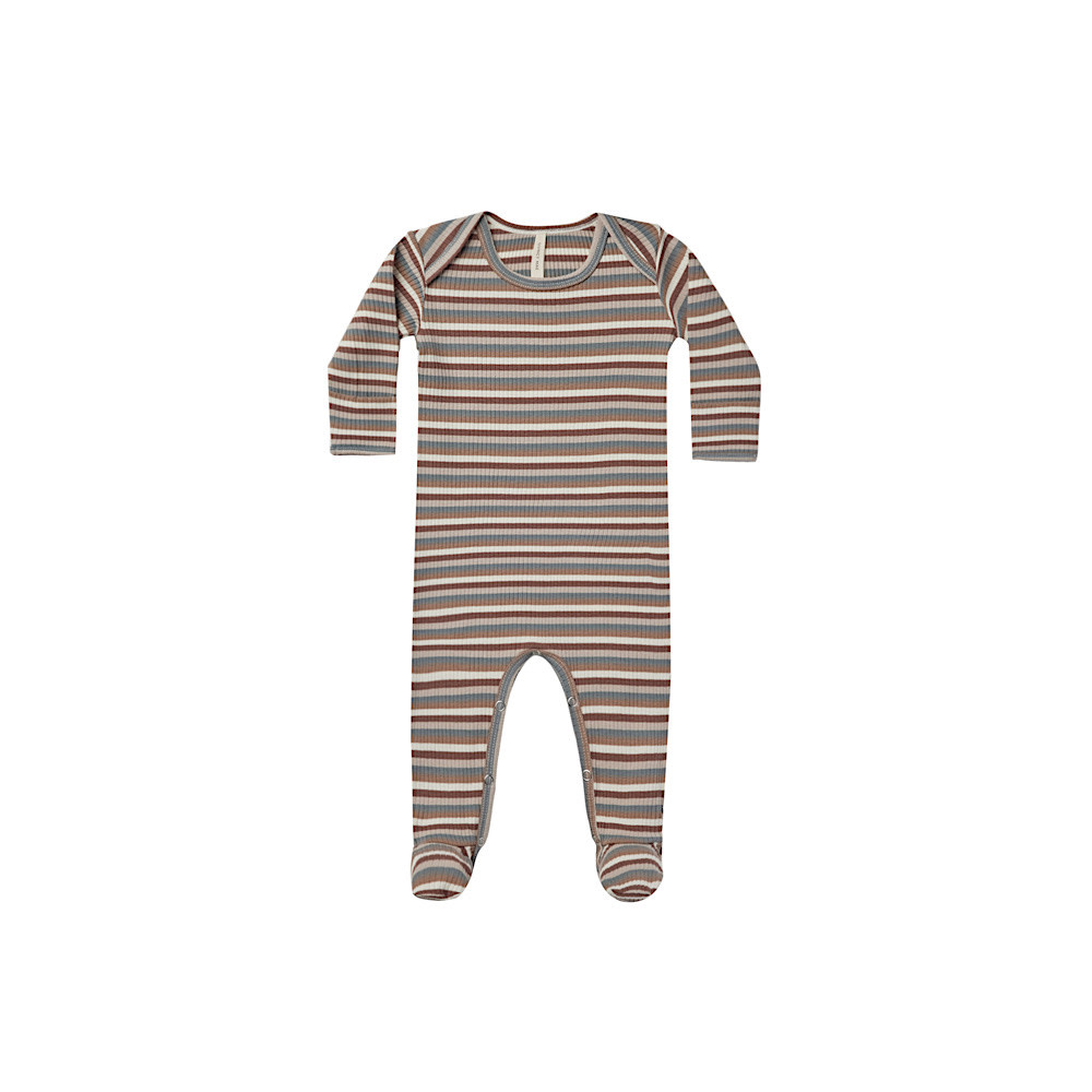 Quincy Mae Quincy Mae Ribbed Footie - Autumn Stripe