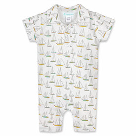 Feather Baby Feather Baby Collared Romper - Sailing Yachts